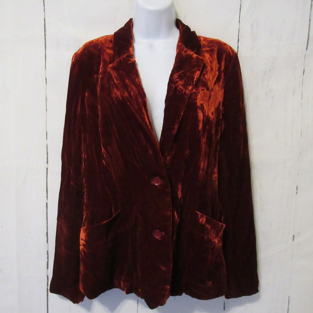 Sundance Blazer 6 Red Crushed Velvet Holiday Cocktail Party Dark Academia